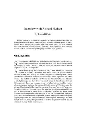 Interview with Richard Hudson