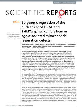 Epigenetic Regulation of the Nuclear-Coded GCAT and SHMT2