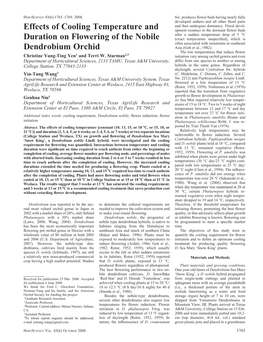 Effects of Cooling Temperature and Duration on Flowering of the Nobile