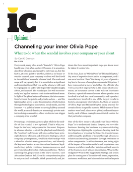 Opinion Channeling Your Inner Olivia Pope What to Do When the Scandal Involves Your Company Or Your Client by Cari K