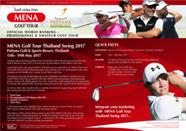 MENA Golf Tour Thailand Swing 2017