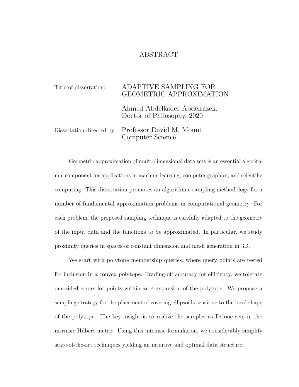 Abstract Adaptive Sampling for Geometric