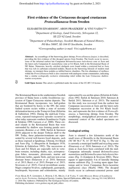 First Evidence of the Cretaceous Decapod Crustacean Protocallianassa from Sweden