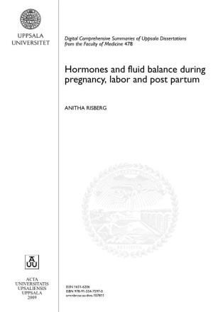 Hormones and Fluid Balance During Pregnancy, Labor and Post Partum