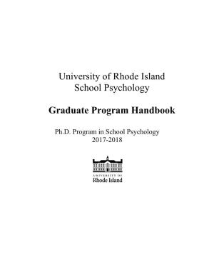 University of Rhode Island School Psychology Graduate Programs Adopted May 4, 2015