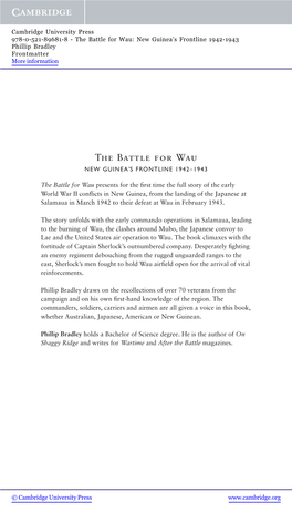 The Battle for Wau: New Guinea’S Frontline 1942-1943 Phillip Bradley Frontmatter More Information
