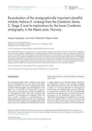 Re-Evaluation of the Stratigraphically Important Olenellid Trilobite Holmia Cf. Mobergi from the Cambrian Series 2, Stage 3