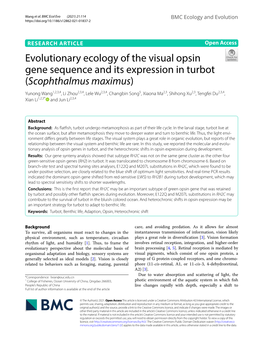 Evolutionary Ecology of the Visual Opsin Gene Sequence and Its