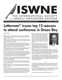 Letterman* Issues Top 13 Reasons to Attend Conference in Green Bay by Chris Wood 4