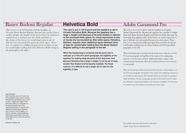 Adobe Garamond Pro Bauer Bodoni Regular Helvetica Bold