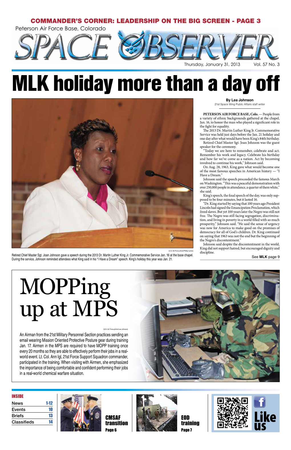 MLK Holiday More Than a Day Off by Lea Johnson 21St Space Wing Public Affairs Staff Writer