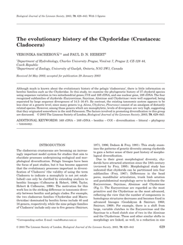 The Evolutionary History of the Chydoridae (Crustacea: Cladocera)