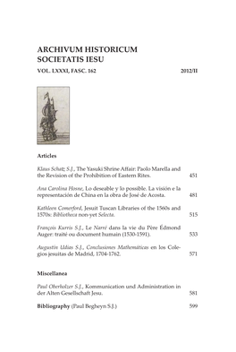 Archivum Historicum Societatis Iesu Vol