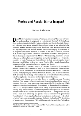 Mexico and Russia : Mirror Images?