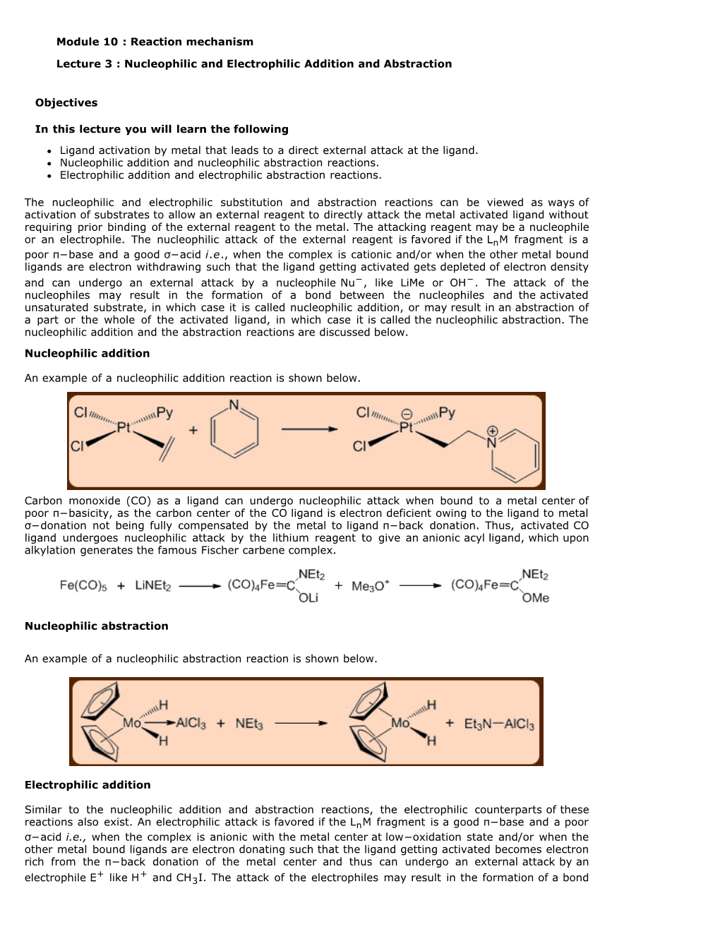 Reaction Mechanism Lecture 3 : Nucleophilic And