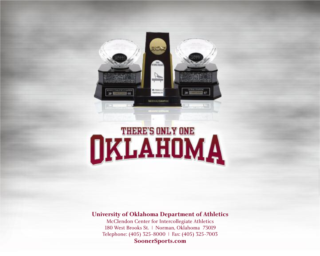 University of Oklahoma Department of Athletics Mcclendon Center for Intercollegiate Athletics 180 West Brooks St