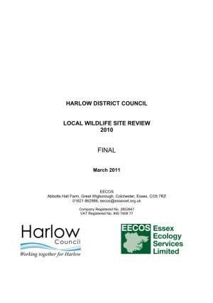 Harlow District Council Local Wildlife Site Review
