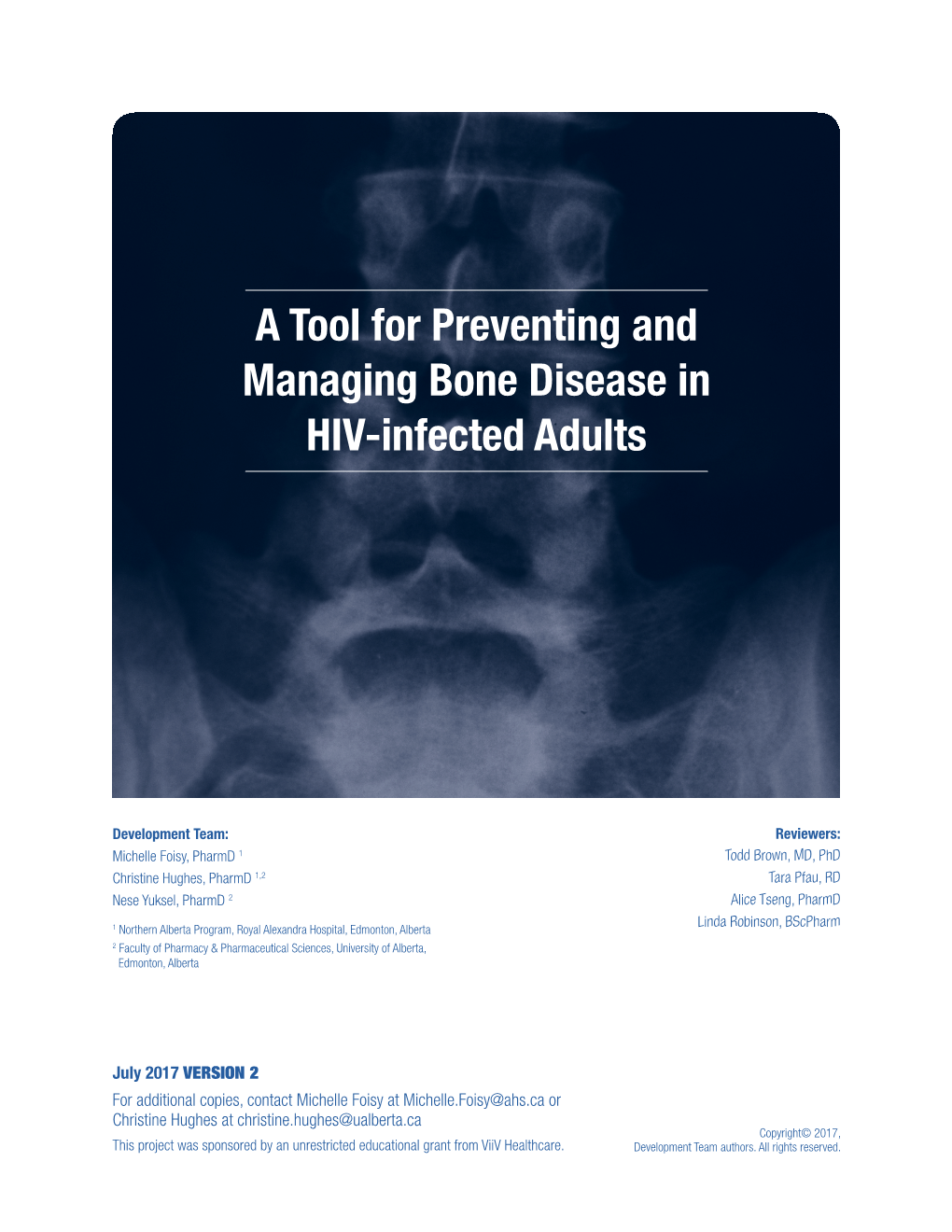 A Tool for Preventing and Managing Bone Disease in HIV-Infected Adults