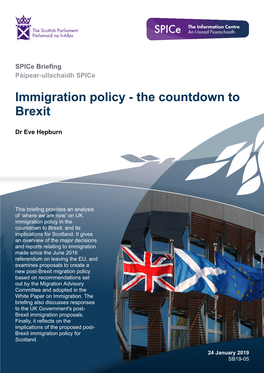 Immigration Policy - the Countdown to Brexit