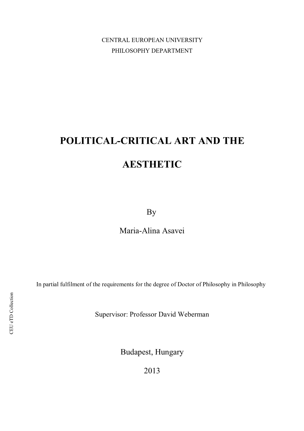 Political-Critical Art and the Aesthetic