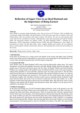 Reflection of Upper Class in an Ideal Husband and the Importance of Being Earnest