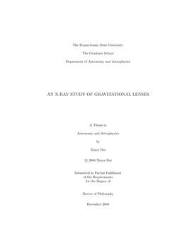 An X-Ray Study of Gravitational Lenses