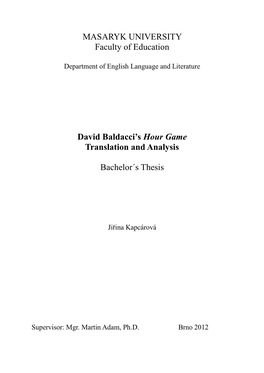 David Baldacci's Hour Game Translation and Analysis