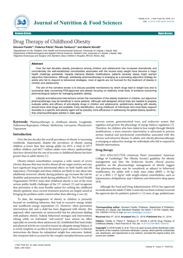 Drug Therapy of Childhood Obesity