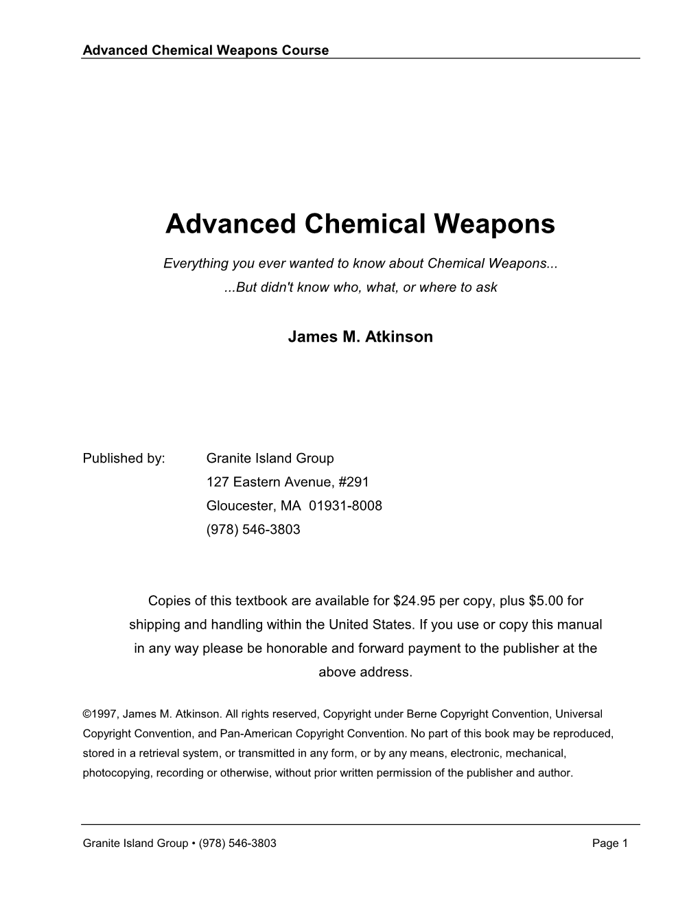 Advanced Chemical Weapons Manual