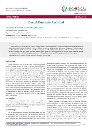 Dental Fluorosis- Revisited