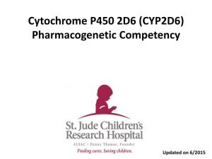 Cytochrome P450 2D6 (CYP2D6) Pharmacogenetic Competency