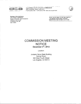 California State Athletic Commission December 3, 2012 Commission