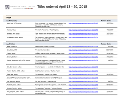 Titles Ordered April 13 - 20, 2018