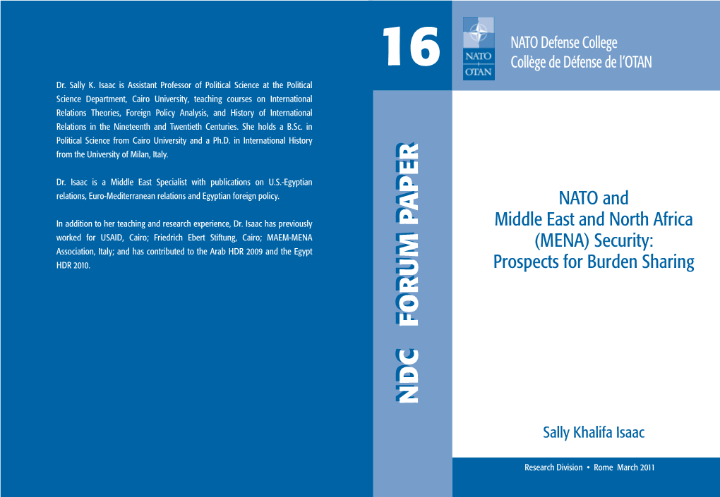 NATO and Middle East and North Africa (MENA) Security: Prospects for Burden Sharing