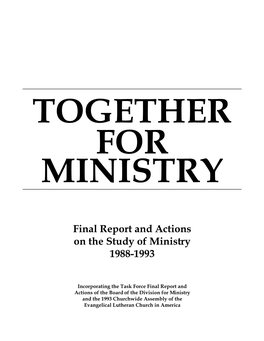 Final Report and Actions on the Study of Ministry 1988-1993