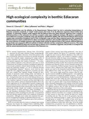 High Ecological Complexity in Benthic Ediacaran Communities