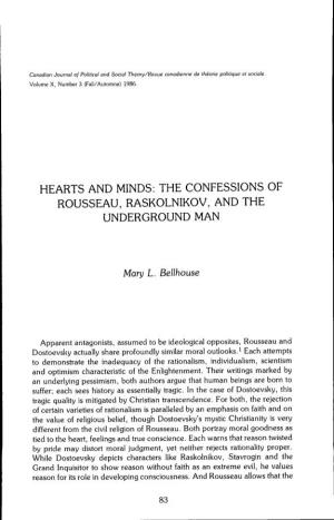 The Confessions of Rousseau, Raskolnikov, and the Underground Man