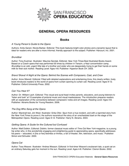 General Opera Resources