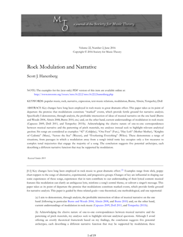 Hanenberg, Rock Modulation and Narrative