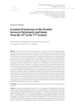 Croatian Franciscans at the Frontier Between Christianity and Islam From