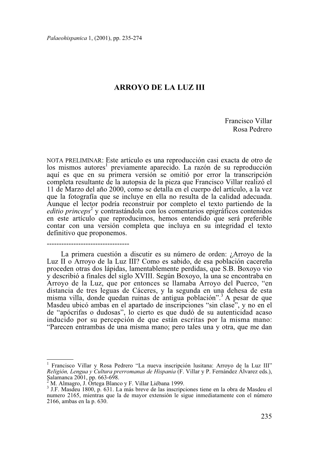 14. Arroyo De La Luz III, Por Francisco Villar Y Rosa Pedrero