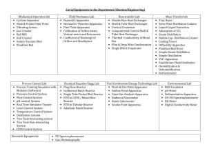 List of Equipments in the Department (Chemical Engineering) Mechanical