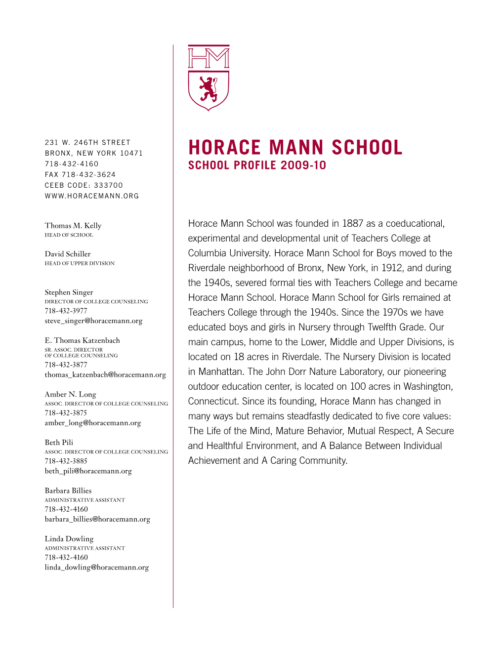 HM School Profile 2009-10.Pdf