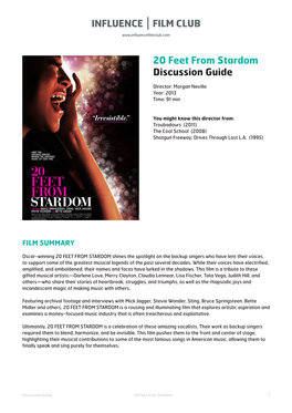 20 Feet from Stardom Discussion Guide