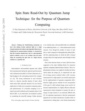 Spin State Read-Out by Quantum Jump Technique