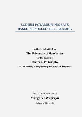 Sodium Potassium Niobate Based Piezoelectric Ceramics