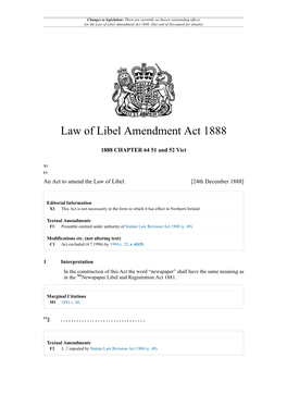 Law of Libel Amendment Act 1888