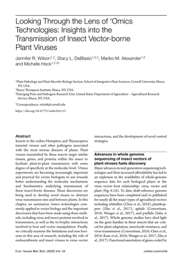 Omics Technologies: Insights Into the Transmission of Insect Vector-Borne Plant Viruses