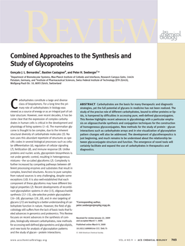 Combined Approaches to the Synthesis and Study of Glycoproteins