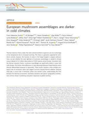 European Mushroom Assemblages Are Darker in Cold Climates
